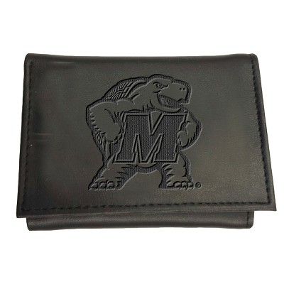 Evergreen NCAA Maryland Terrapins Black Leather Trifold Wallet Officially Licensed with Gift Box