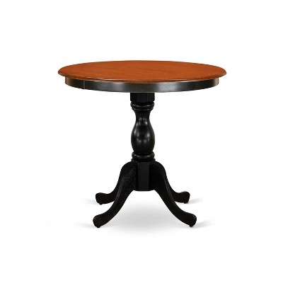 HomeStock Belmont 3-Piece Mid Century Modern Dining Set Include a Wood Table and 2 Dining Chairs with Slatted Back - Black Finish