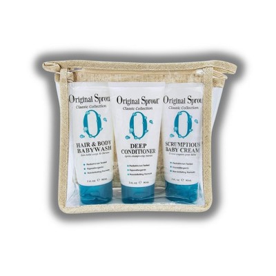 Original Sprout Travel Trio - Deep Conditioner Hair & Body Baby Wash Scrumptious Baby Cream (3 oz)