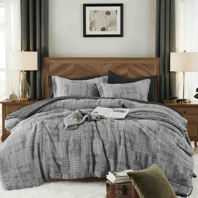 BAGOKIE 7 Pieces Crinkle Textured Bed in a Bag Comforter Set