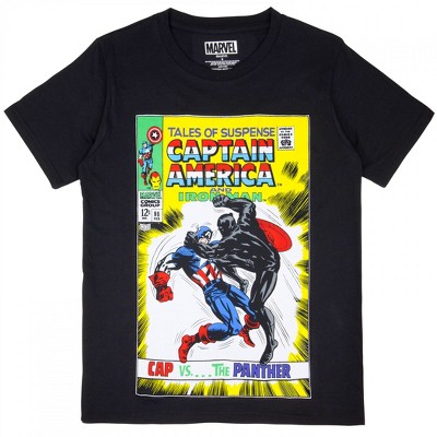 Adult Captain America and Iron Man vs The Panther Marvel Comic Cover T-Shirt