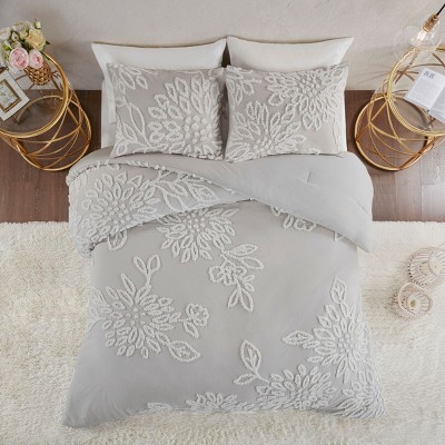 Okak Full/King 3-Piece Chenille Full-print Floral Bed Comforter Set with Pillow Shams,Comfortable Tufted Quilt Bedding Sets,Machine Washable
