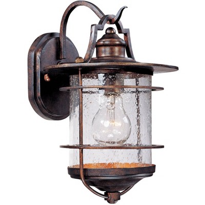 Franklin Iron Works Casa Mirada Industrial Rustic Outdoor Wall Light Fixture Vintage Bronze 12" Clear Seedy Glass for Post Exterior Barn Deck House