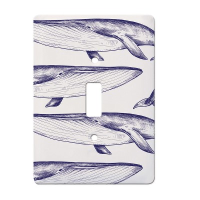 RightSide Designs Vintage Whale Pattern Ceramic Single Toggle Switchplate