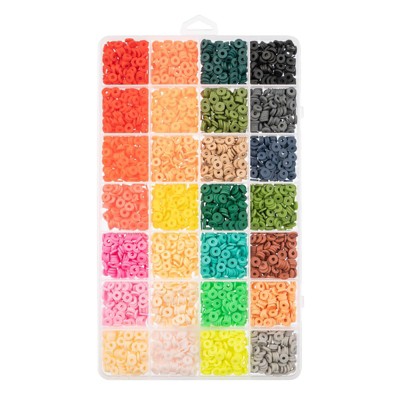 John Bead 148g 6mm Assorted Colors Flat Clay Beads, Colorful Round Polymer Clay Bead for DIY Crafts Jewelry Making Bead Box
