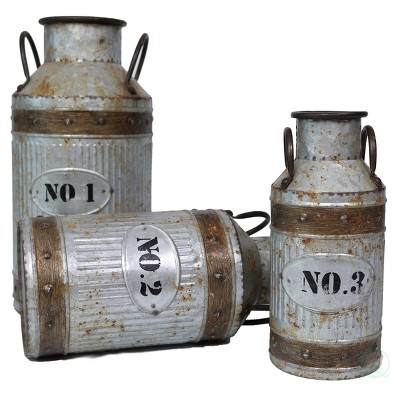Vintiquewise Galvanized Metal Rustic Milk Can