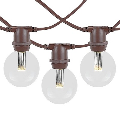 Novelty Lights 25 Feet Heavy Duty Light Strings and Sets with 25 In-Line E17 Sockets, Brown Wire PVC Stringer, 12" Spacing, End-To-End Connectable