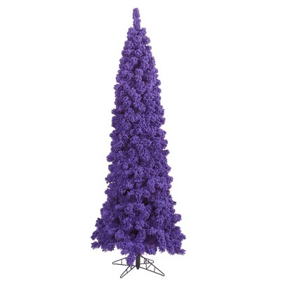 Vickerman Flocked Purple Pencil Fir Artificial Christmas Tree Unlit