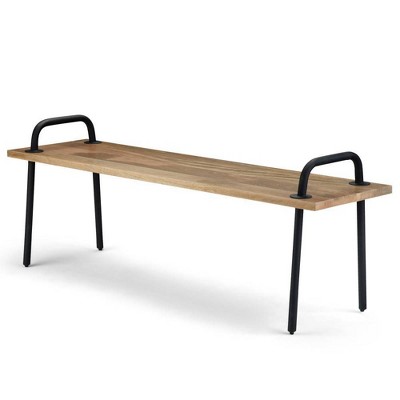 WyndenHall 55" Sera Solid Wood Industrial Entryway Bench Natural