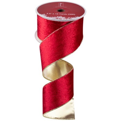 Northlight Red and Gold Wired Christmas Craft Ribbon 2.5" x 10 Yards
