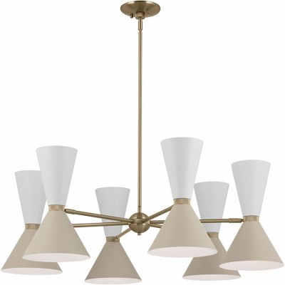 Phix 38.75 Inch 12 Light Chandelier in Champagne Bronze with Greige and White