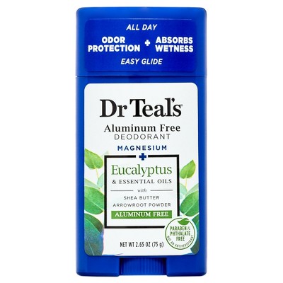 Dr. Teal's Aluminum-Free Deodorant Magnesium Eucalyptus Spearmint, 2.65 Oz