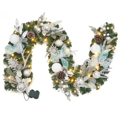 6ft Lighted Christmas Garland, Artificial Pre Lit Xmas Garland Decorations