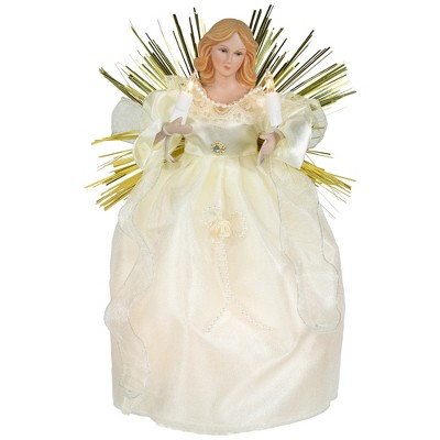Northlight Angel with Candle Lighted Christmas Tree Topper - 10.5” - Gold - Clear Lights