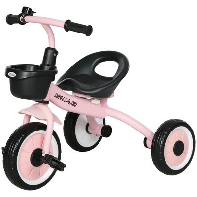 INFURNIC Baby Walkers Kids Tricycle for Toddlers 2-5 with Adjustable Seat, Toddler Bike for Children with Basket, Pink, 27.80"*20.90"*22.80"