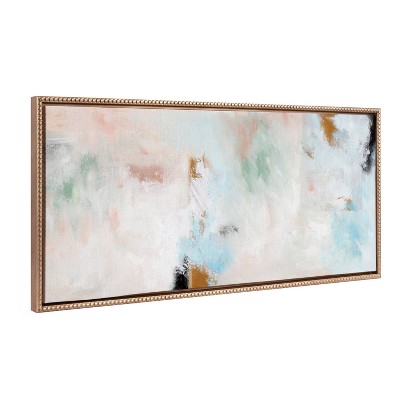 Kate & Laurel All Things Decor 18"x40" ylvie Beaded Foggy Ice Forest Framed Canvas by Nikita Jariwala Gold : Mystic Abstract