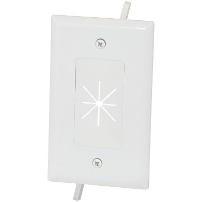 DataComm Electronics 1-Gang Cable Plate with Flexible Opening, White