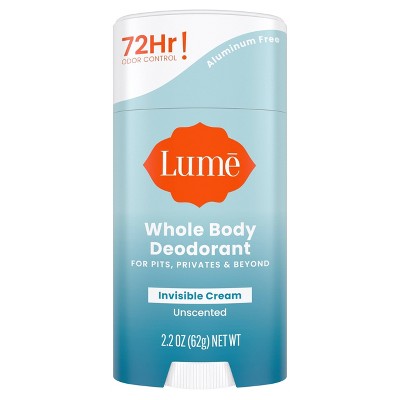 Lume Whole Body Women's Invisible Cream Stick Deodorant - Unscented - Trial Size - Aluminum-Free 2.2oz