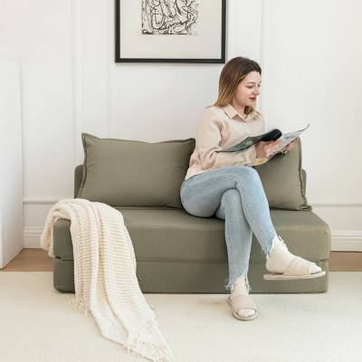 Foldable Sofa Bed Floor Couch with Backrest and Upholstery, Twin Sleeper Lounge Chair for Dorm, Guest Room, Office, Apartment-The Pop Home