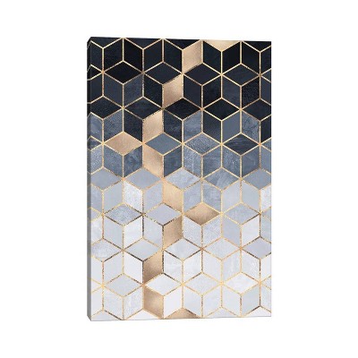 Soft Blue Gradient Cubes Rectangular by Elisabeth Fredriksson Unframed Wall Canvas - iCanvas