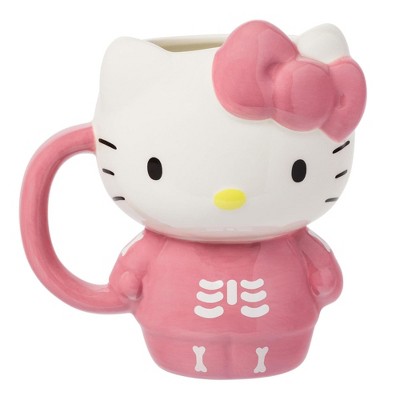 Silver Buffalo Sanrio Hello Kitty Pink Skeleton Costume 20 Ounce 3D Sculpted Ceramic Mug