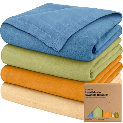 KeaBabies 4pk Muslin Swaddle Blankets for Baby Boys, Girls - Organic Baby Blankets, Nursing Swaddles for Newborns