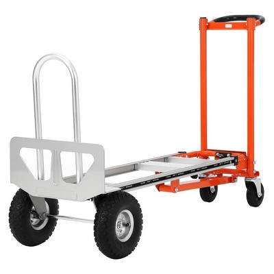 TROPOW 3-in-1 Convertible Hand Truck ¨C Orange Heavy Duty 770LB Capacity Dolly Cart with Puncture-Proof Wheels for Home/Warehouse (1-Pack)