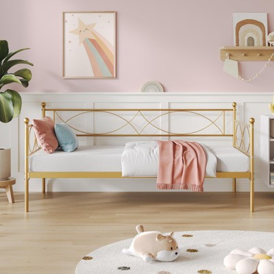Daybed Twin Size - Metal Day Bed Twin with Stylish Headboard and Premium Steel Slat Support