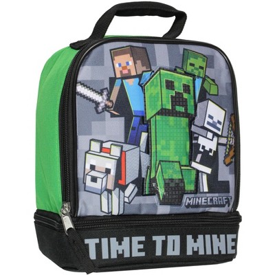 Minecraft Time to Mine Dual Compartment Insulated Lunch Box Tote