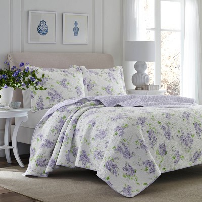 Laura Ashley Keighley Reversible Quilt Set Purple