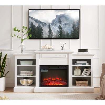 ORRD Modern Media Console Table with 23" Fireplace Insert, White