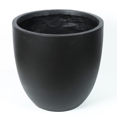 LuxenHome 17.2" Round Tapered Black Planter, Magnesium Oxide Pot for Indoor/Outdoor Use