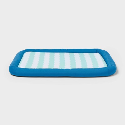 Cooling Mat Bolster Dog and Cat Bed - Sun Squad™ Blue/Green/White