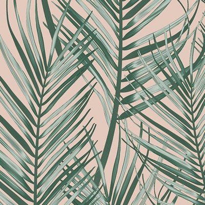 Transform Pink and Green Palm Peel and Stick Wallpaper