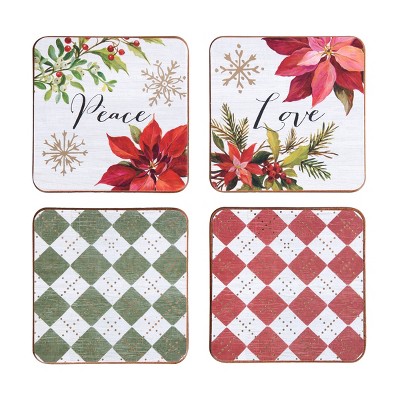 C&F Home Poinsettia Christmas Coasters Set of 4