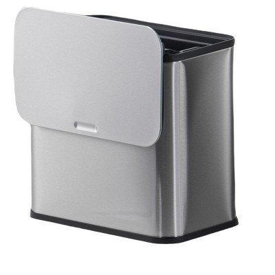 1.3 Gallon / 5L Stainless Steel Hanging Trash Can with Inner Bucket And Charcoal Filter for Counter Top & Under Sink Bathroom Bedroom Cupboard