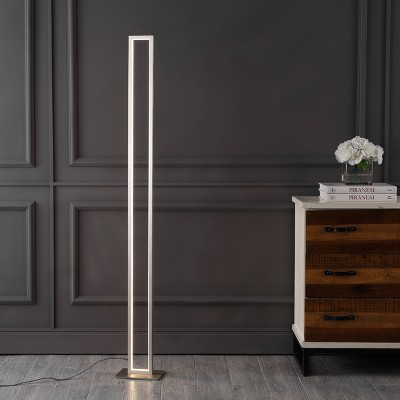 JONATHAN Y Johan 59.5" LED Integrated Aluminum Floor Lamp Nickel: ETL Listed, 3000K Warm Light Includes LED Bulb