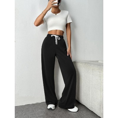 Coolmee Women's Wide Leg Sweat Pants High Waisted Baggy Sweatpants Casual Drawstring Workout Pants with Pockets
