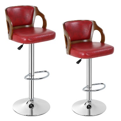 BestMassage Set of 2 Barstools Modern Beech Wood Bar Chairs with PU Leather