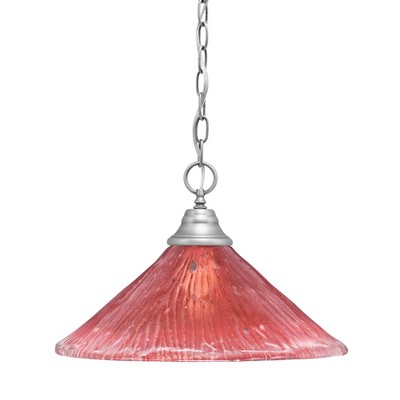 Toltec Lighting Any 1 - Light Pendant in  Brushed Nickel with 16" Raspberry Crystal Shade