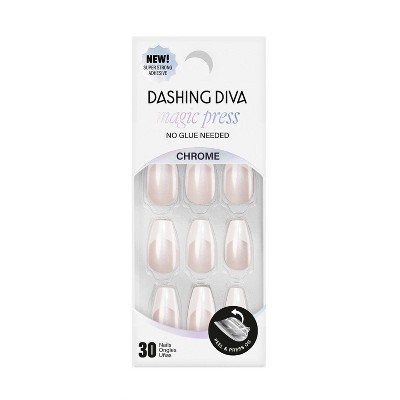Dashing Diva Magic Press Fake Nails - French Glaze - Coffin - 30ct