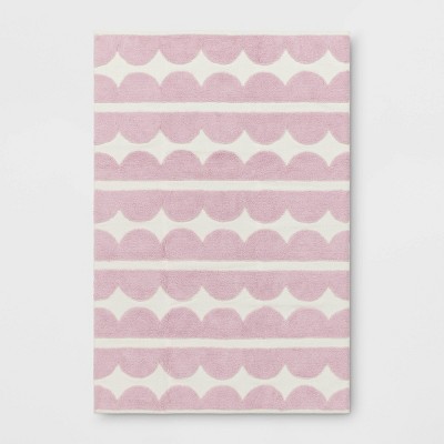 4'x5'6" Scallop Kids' Rug Purple - Pillowfort™: Cotton, Machine Washable, Medium Pile, Kids Bedroom Decor
