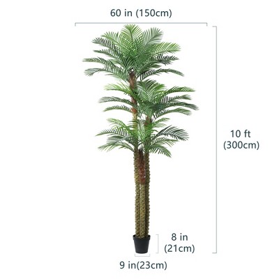 DR.Planzen 10FT Artificial Palm Tree, Tall Large UV-Resistant Outdoor Faux Palm Trees  for Patio, Poolside, Lawn, Porch and Home Office Indoor Decor
