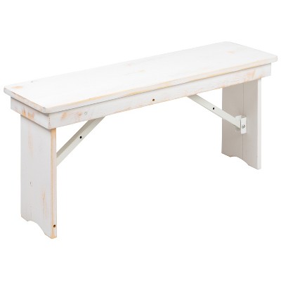 Emma and Oliver 40" x 12" Antique Rustic Solid Pine Folding Farm Bench - Portable Bench