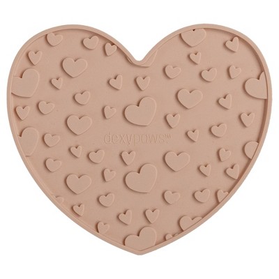Dexypaws Enrichment Lick Mat: Blush Pink Heart - Grooved Silicone