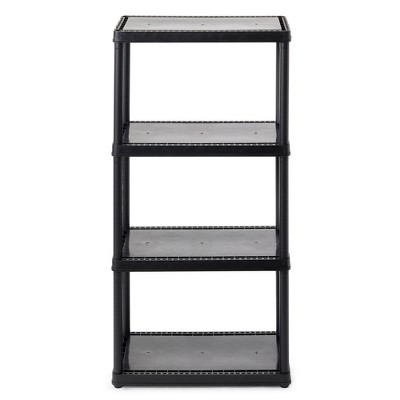 Gracious Living 4-Shelf Tier Plastic Resin Multi-Purpose Light Duty Indoor Garage Storage Organizer Shelves