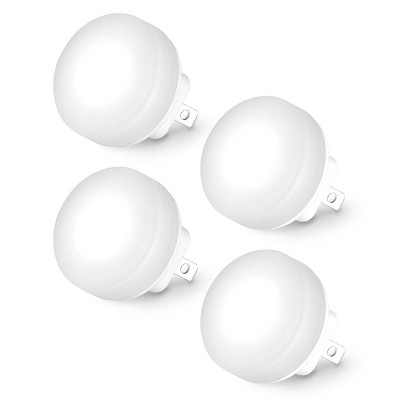 iHome Plug-In LED Night Lights 4-Pack, Dusk-to-Dawn Sensor, 3000K Warm Glow, Energy Saving for Bedrooms, Closets, Stairs