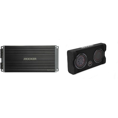 Kicker Comp RT 8 Inch 48TRTP82 Thin Down Firing Enclosure Package with 47KEY5001 Amplifier Bundle