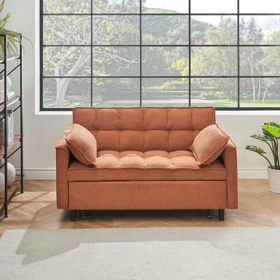 TiramisuBest 55"green velvet sofa, elegant with convenient pockets, clever interpretation of the three-in-one conversion art