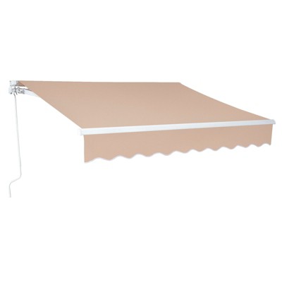 Karl Home | 12 ft. x 10 ft. Brown  Polyester Cover Retractable Patio Awning
